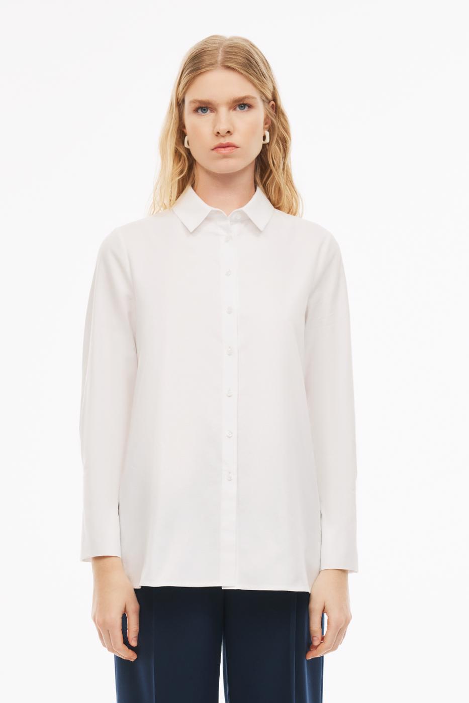 Jaydens Regular Fit Standart Boy Gömlek Yaka Beyaz Renk Kadın Gömlek